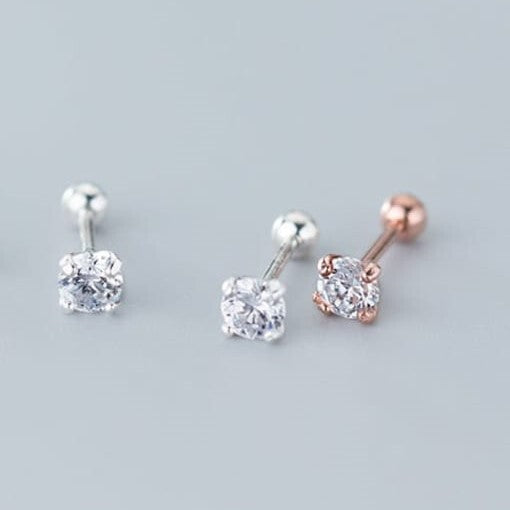小さいクリスタルボディピアス・シルバー925・シルバー＆ピンクゴールド