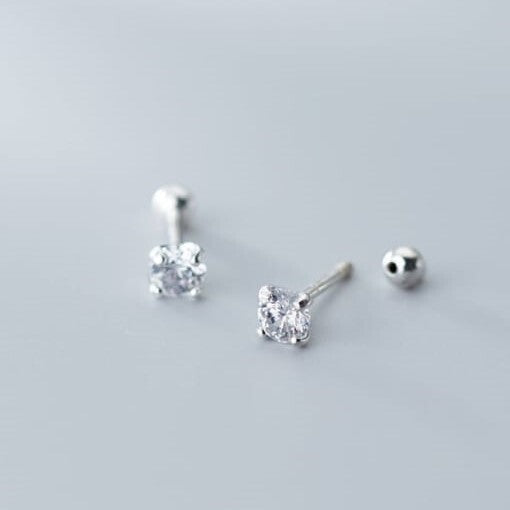小さいクリスタルボディピアス・シルバー925・シルバー